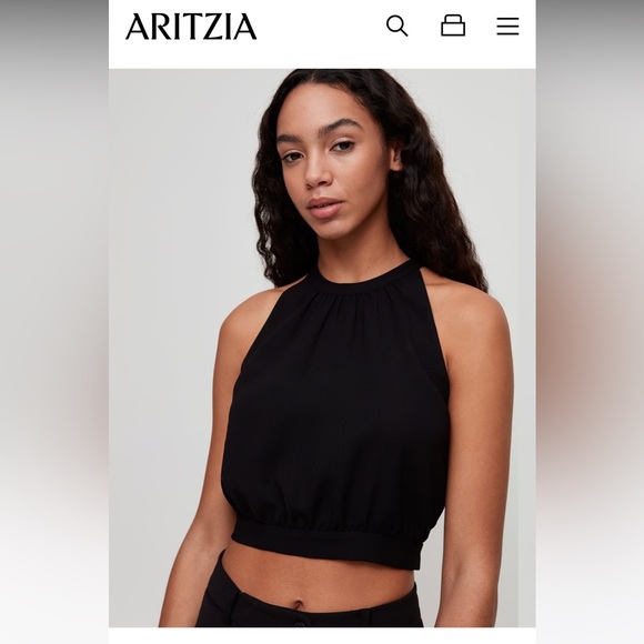 NWT Aritzia Wilfred white halter cropped Patrice blouse S - Picture 3 of 9